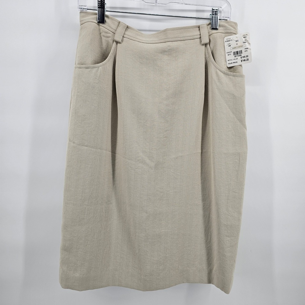 Doncaster Signature Beige Herringbone Pencil Skirt Womens 10 M196SK12 NWT